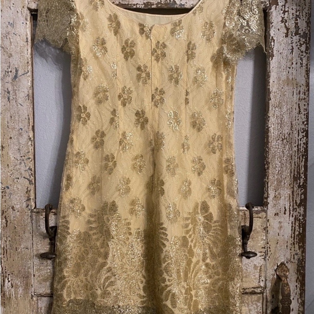 VINTAGE Gold Lace Minidress